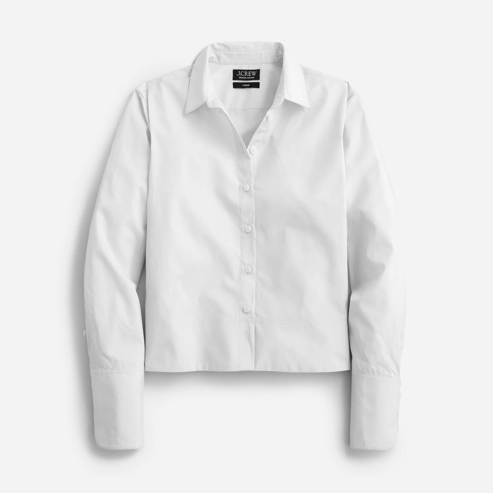 J. Crew White Cropped garçon shirt in cotton poplin, size 14, NWT